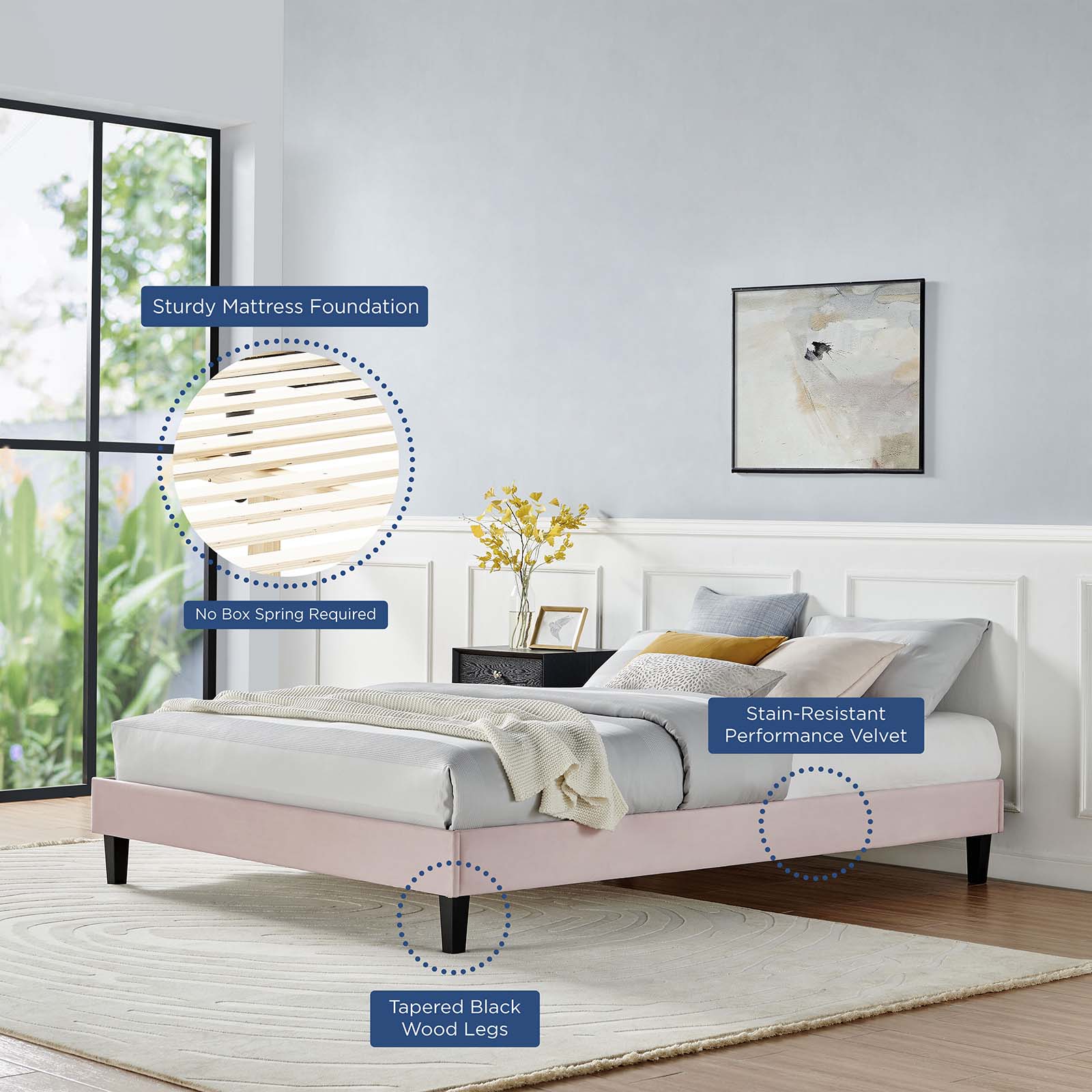 Reign Performance Velvet Full Platform Bed Frame by Modway