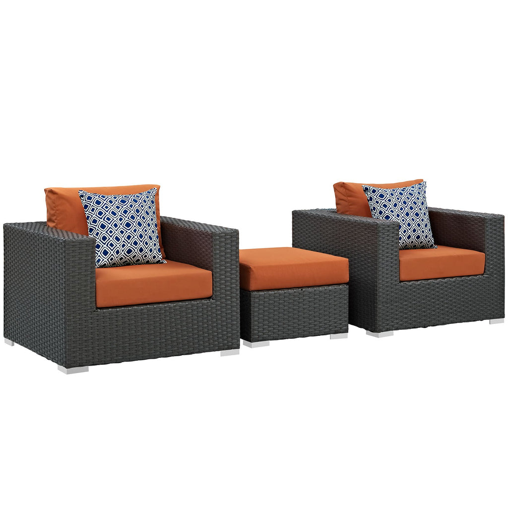 Sojourn 3 Piece Outdoor Patio Sunbrella¨ Sectional Set by Modway