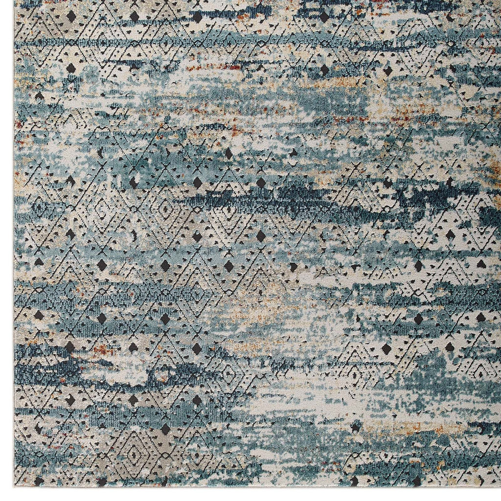 Tribute Eisley Rustic Distressed Transitional Diamond Lattice 5x8 Area Rug by Modway