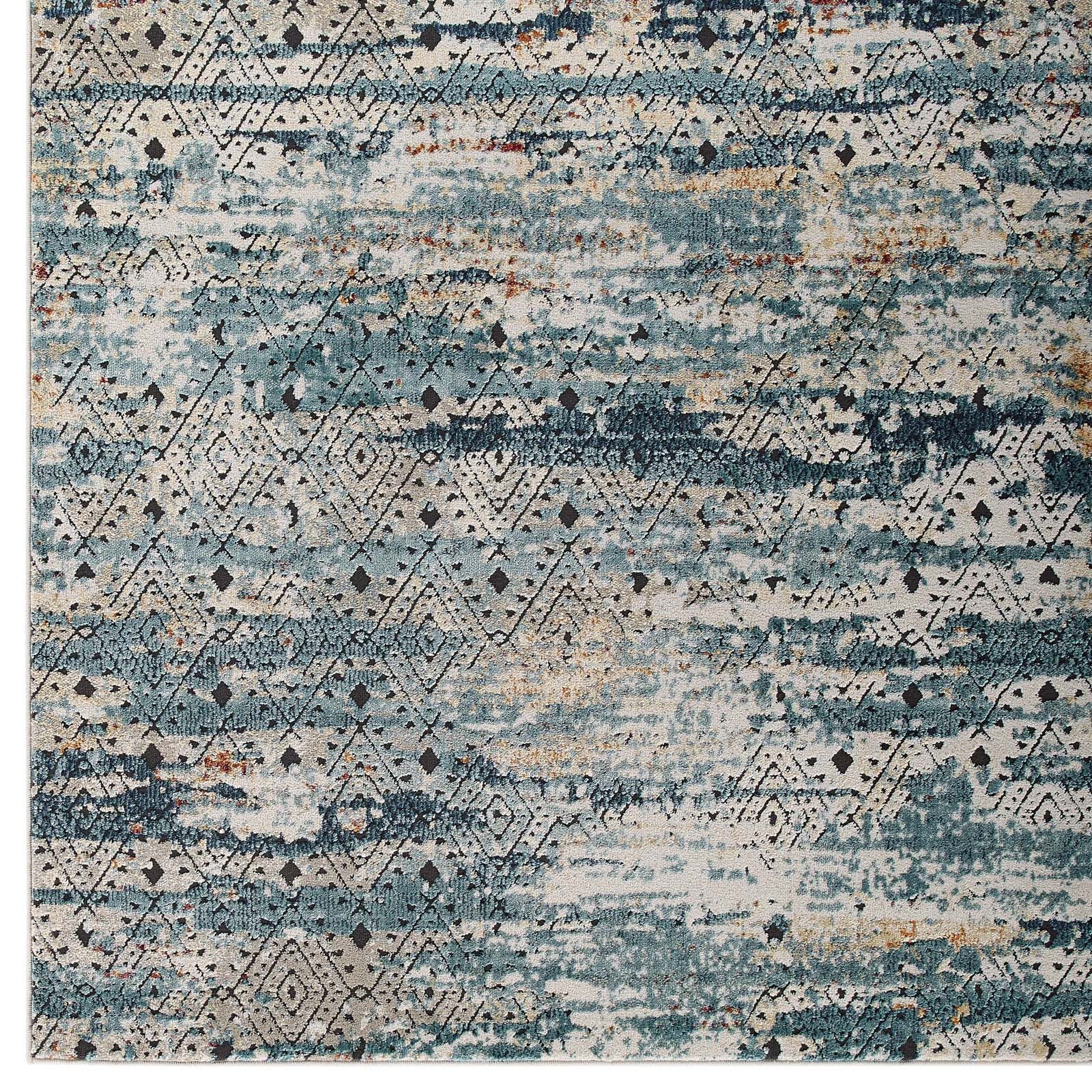 Tribute Eisley Rustic Distressed Transitional Diamond Lattice 5x8 Area Rug by Modway