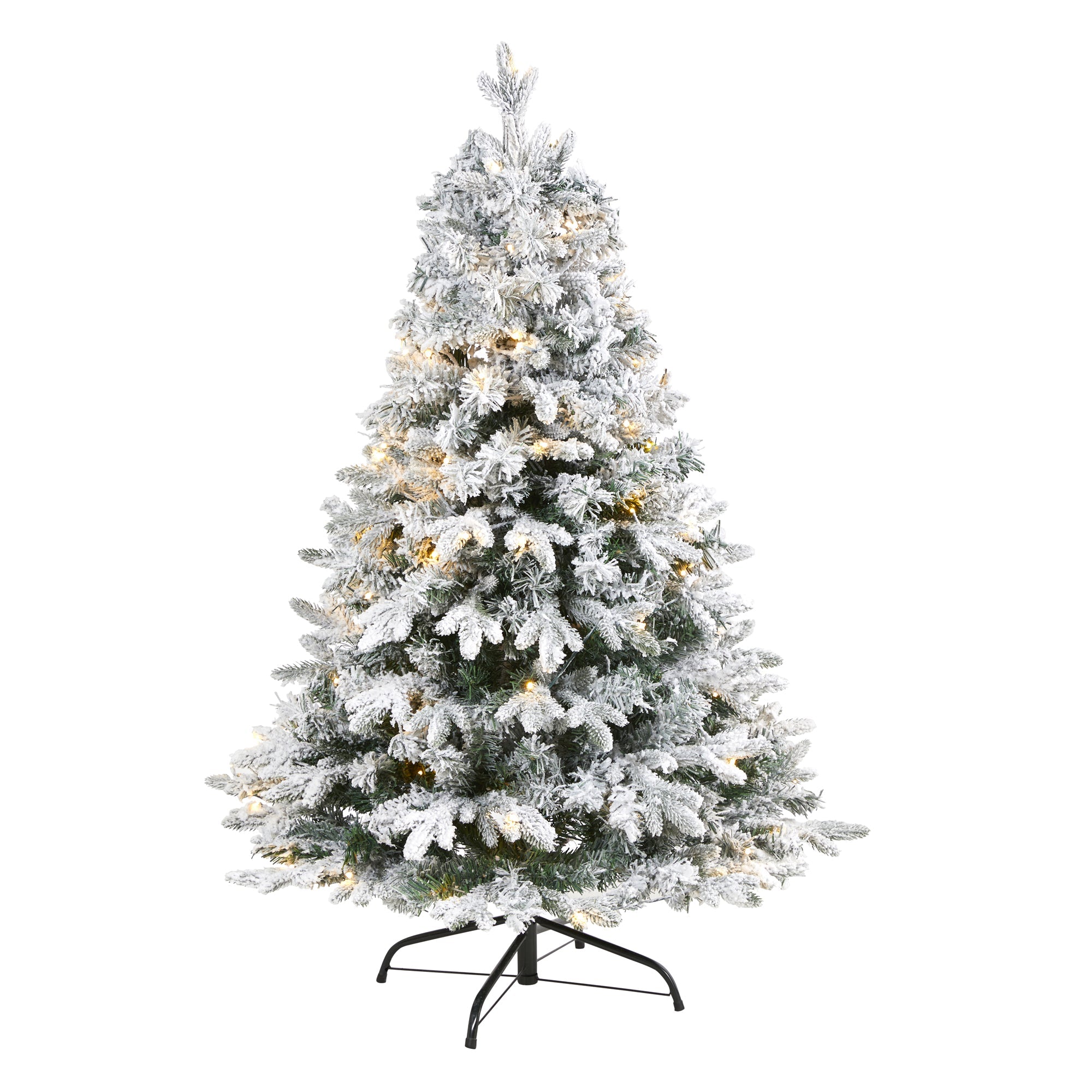 4' Flocked Vermont Mixed Pine Artificial Christmas Tree w 100 Clear LED Lights