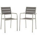 Shore Outdoor Patio Aluminum Dining Rounded Armchair Set of 2 by Modway
