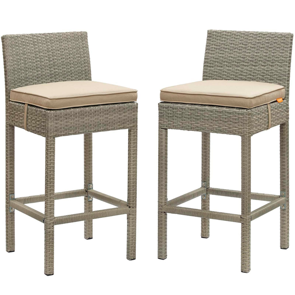 Conduit Outdoor Patio Wicker Rattan Bar Stool Set of 2 by Modway
