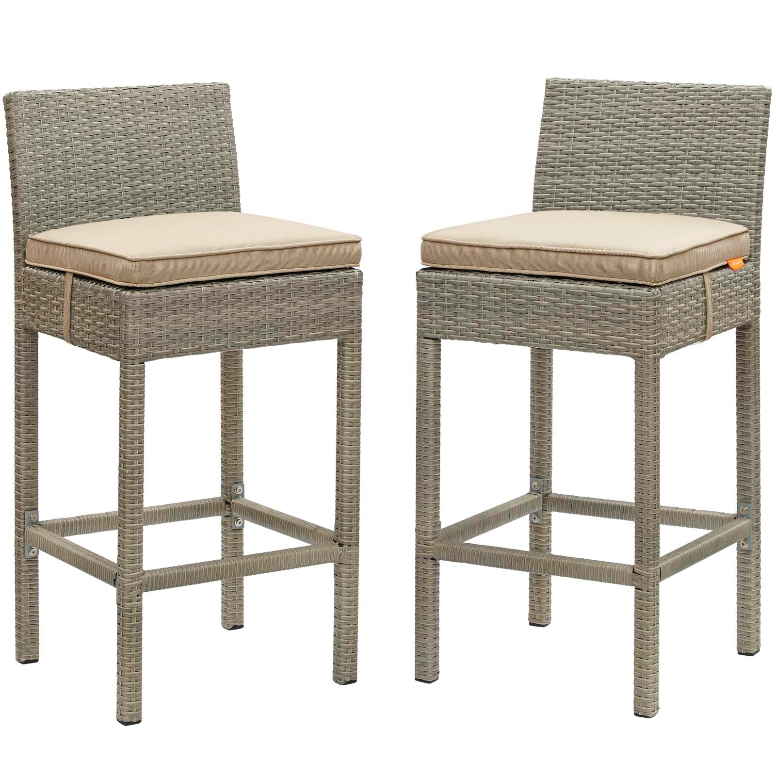 Conduit Outdoor Patio Wicker Rattan Bar Stool Set of 2 by Modway