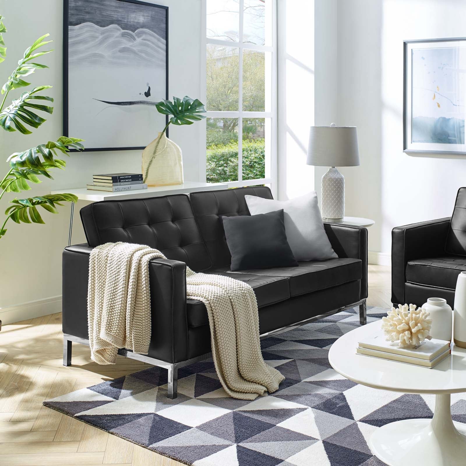 Loft Tufted Vegan Leather Loveseat by Modway