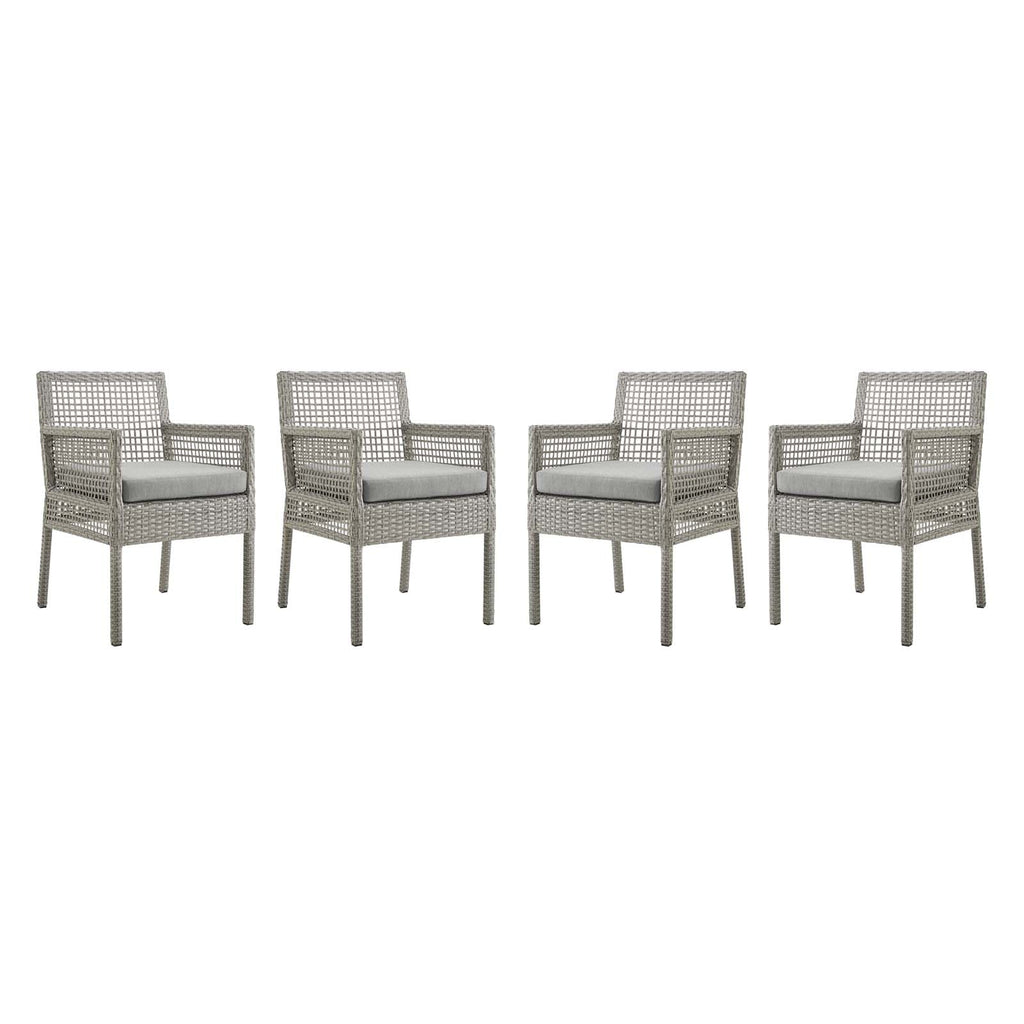 Aura Outdoor Patio Wicker Rattan Dining Armchair Set of 4 by Modway