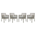 Aura Outdoor Patio Wicker Rattan Dining Armchair Set of 4 by Modway