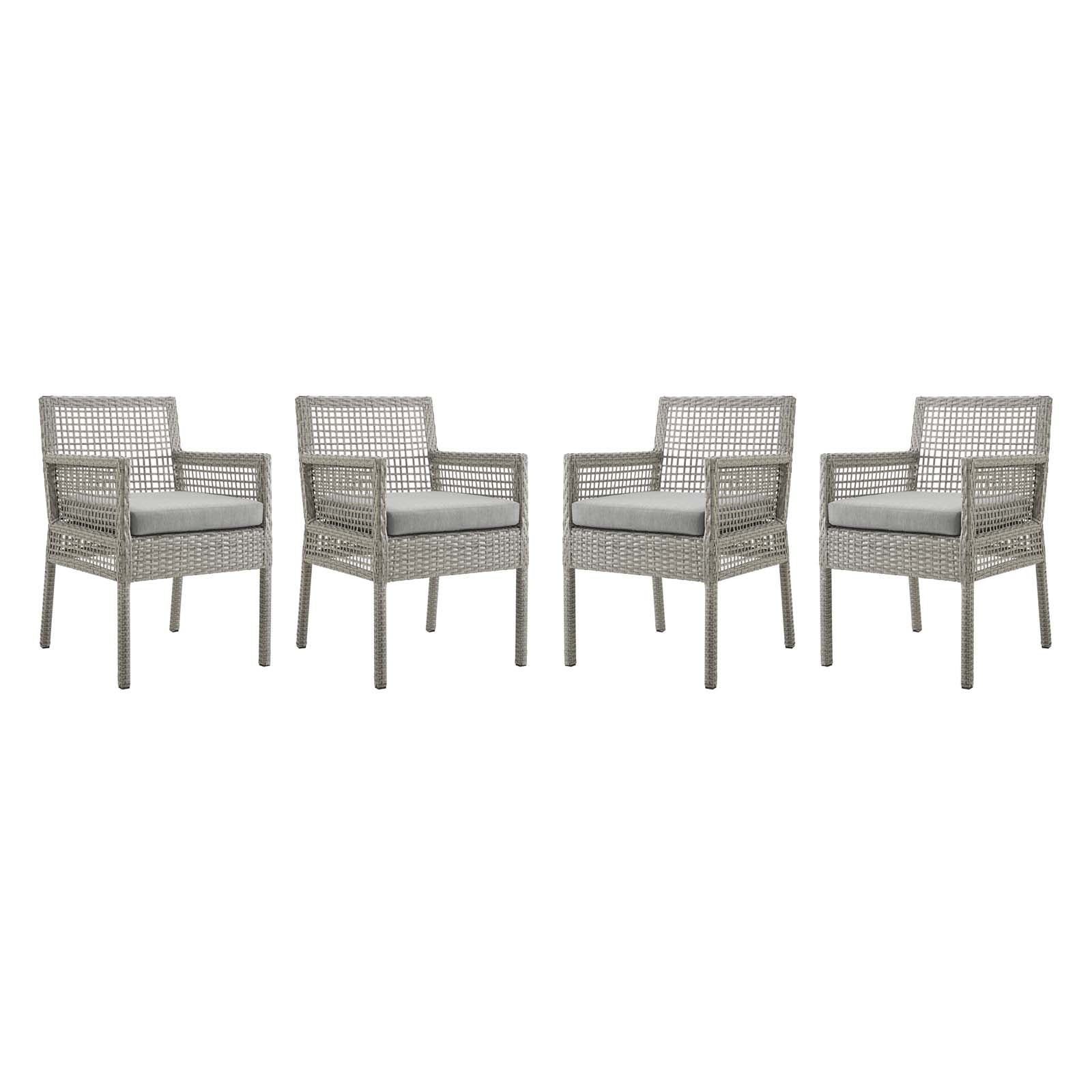 Aura Outdoor Patio Wicker Rattan Dining Armchair Set of 4 by Modway