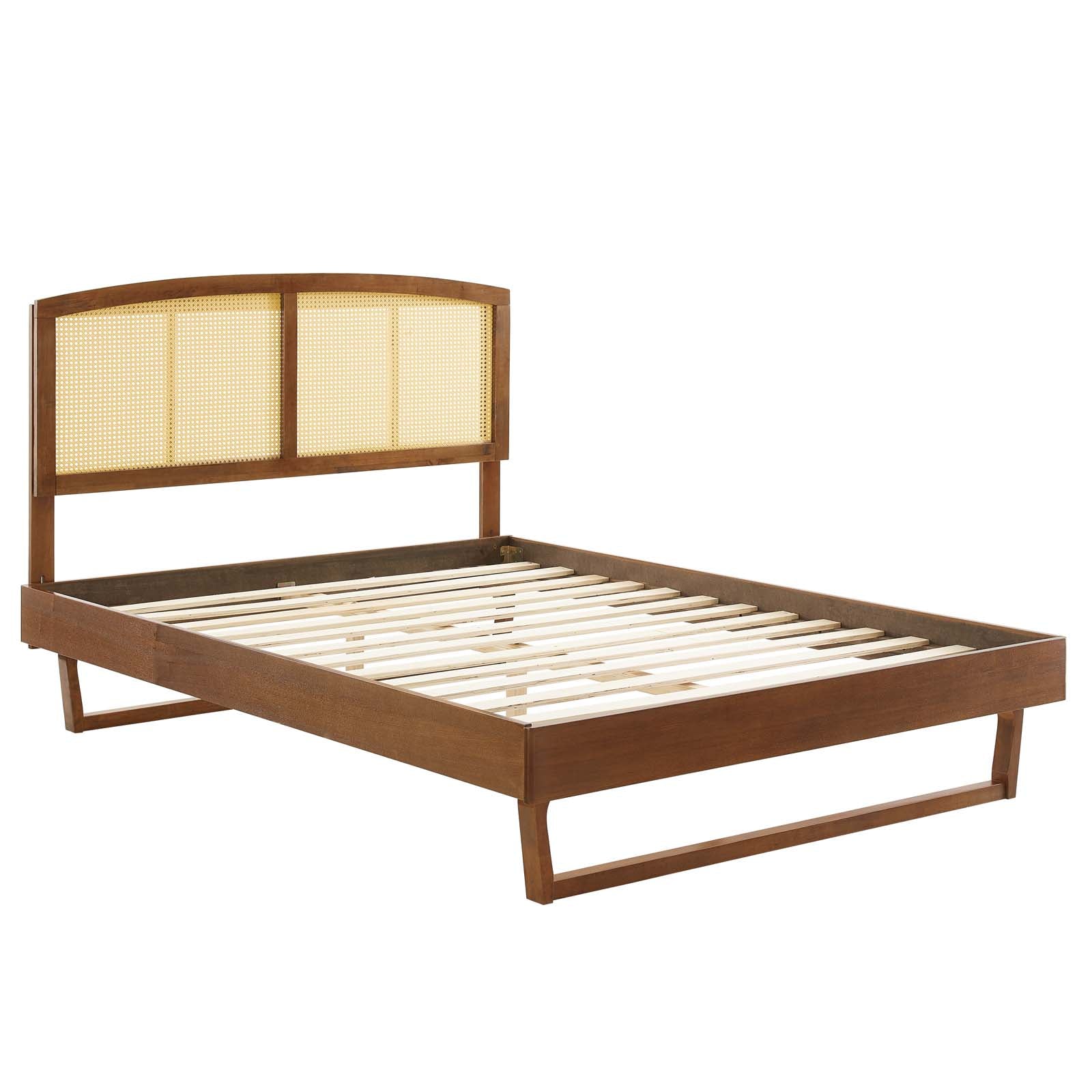 Sierra Cane and Wood Full Platform Bed With Angular Legs by Modway