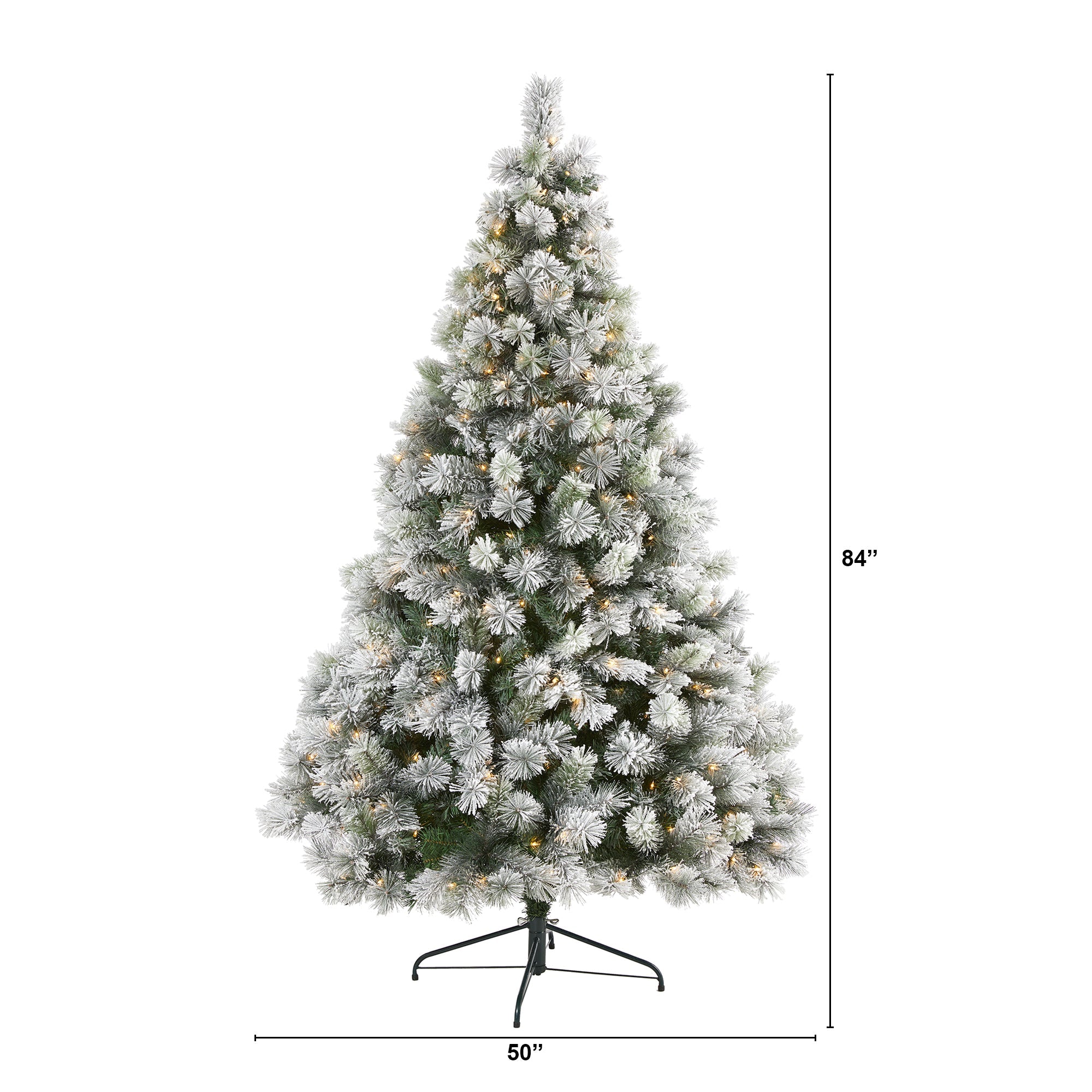 7' Flocked Oregon Pine Artificial Christmas Tree with 400 Clear Lights