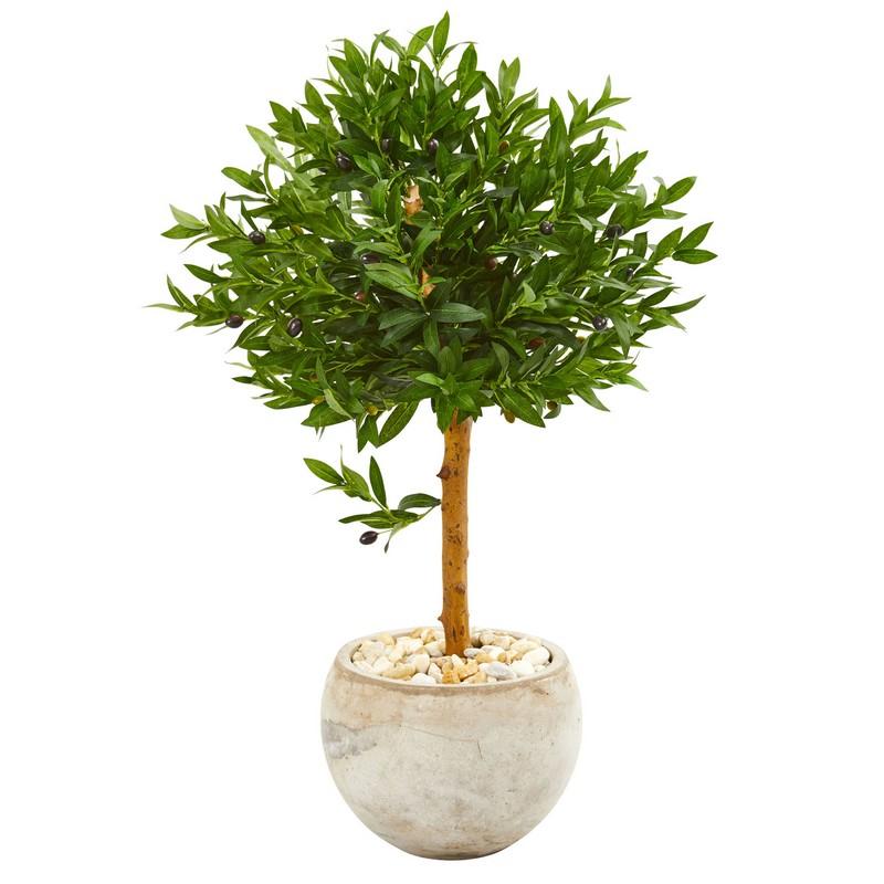38"  Olive Topiary Artificial Tree in Bowl Planter UV Resistant