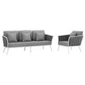 Stance 2 Piece Outdoor Patio Aluminum Sectional Sofa Set by Modway