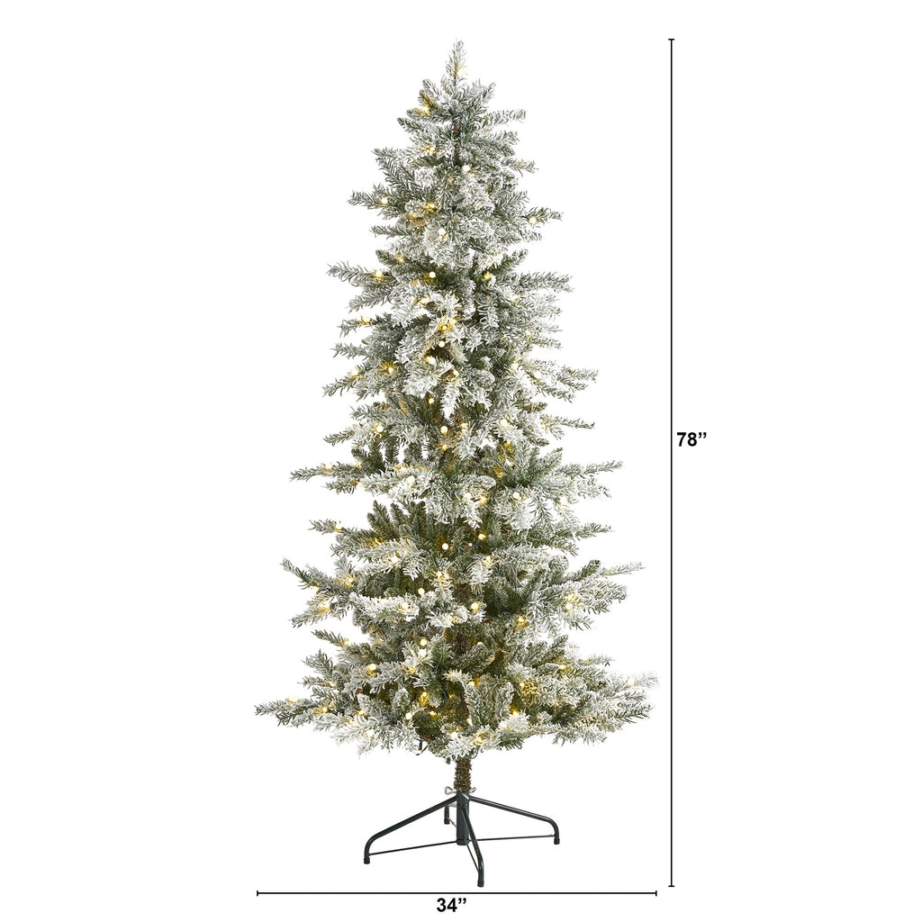 6.5' Slim Flocked Nova Scotia Spruce Artificial Christmas Tree