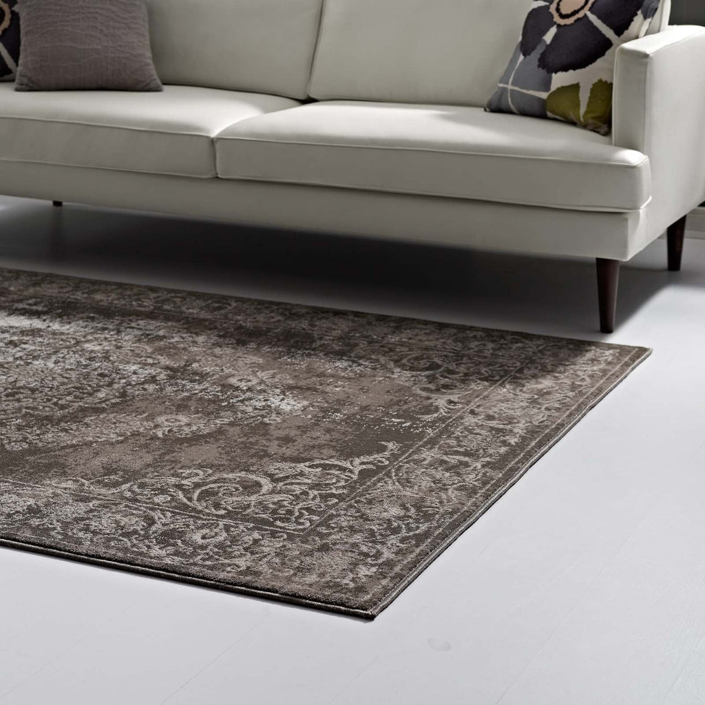 Gamela Rustic Vintage Ornate Floral Medallion 8x10 Area Rug by Modway