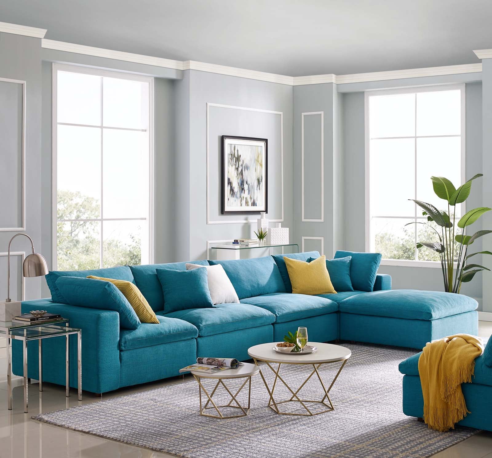 Commix 5 Piece Down Filled Overstuffed Sectional Sofa Set by Modway
