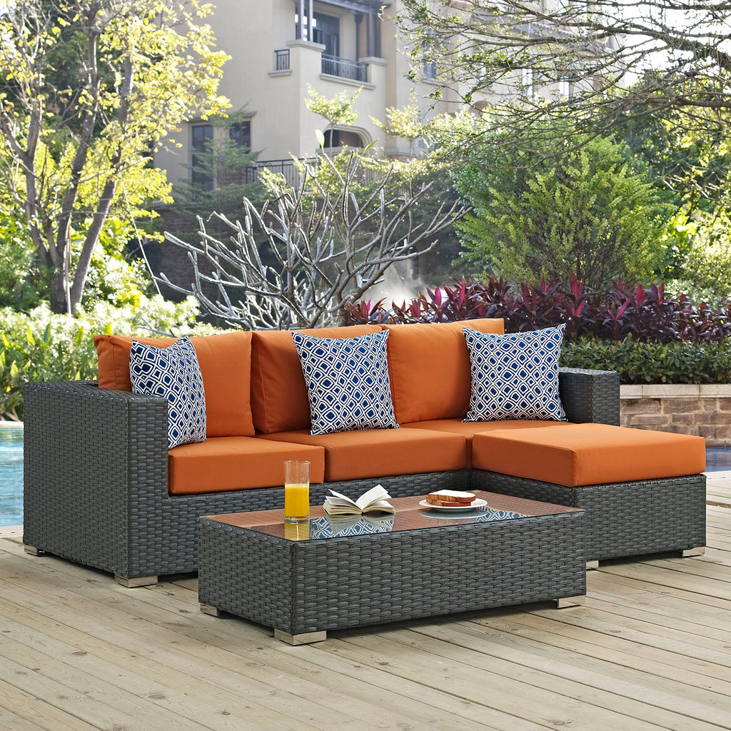 Sojourn 3 Piece Outdoor Patio Sunbrella¨ Sectional Set by Modway