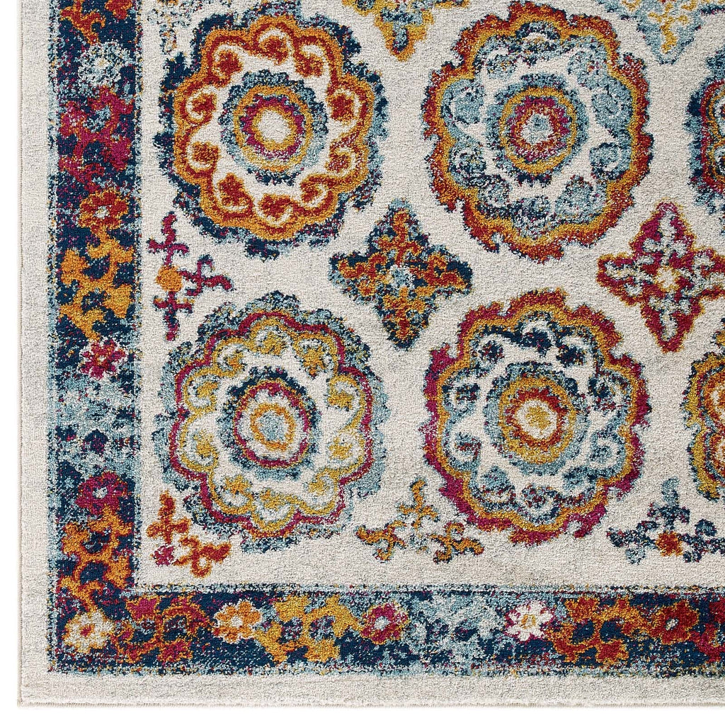 Entourage Odile Distressed Floral Moroccan Trellis 5x8 Area Rug by Modway