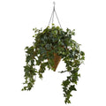 Ivy Artificial Plant in Cone Hanging Basket Basket
