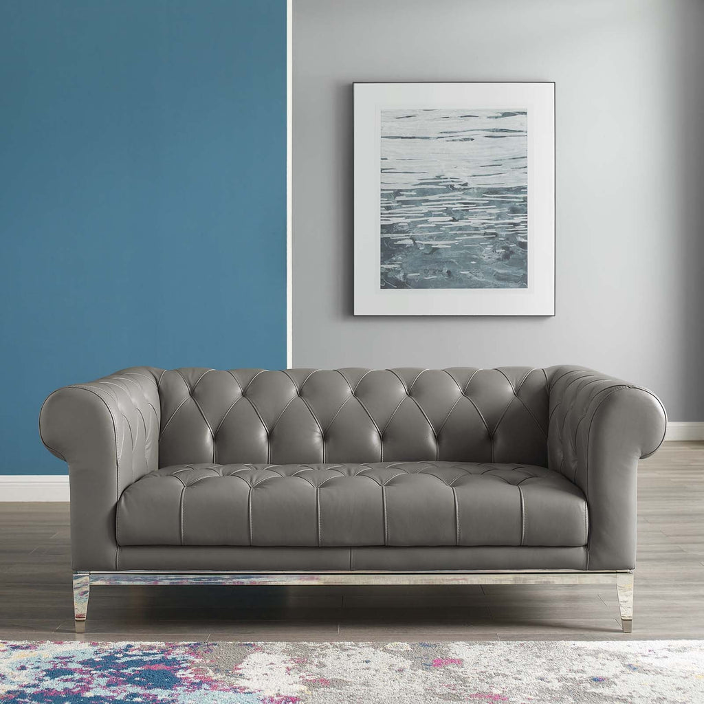 Idyll Tufted Button Upholstered Leather Chesterfield Loveseat by Modway