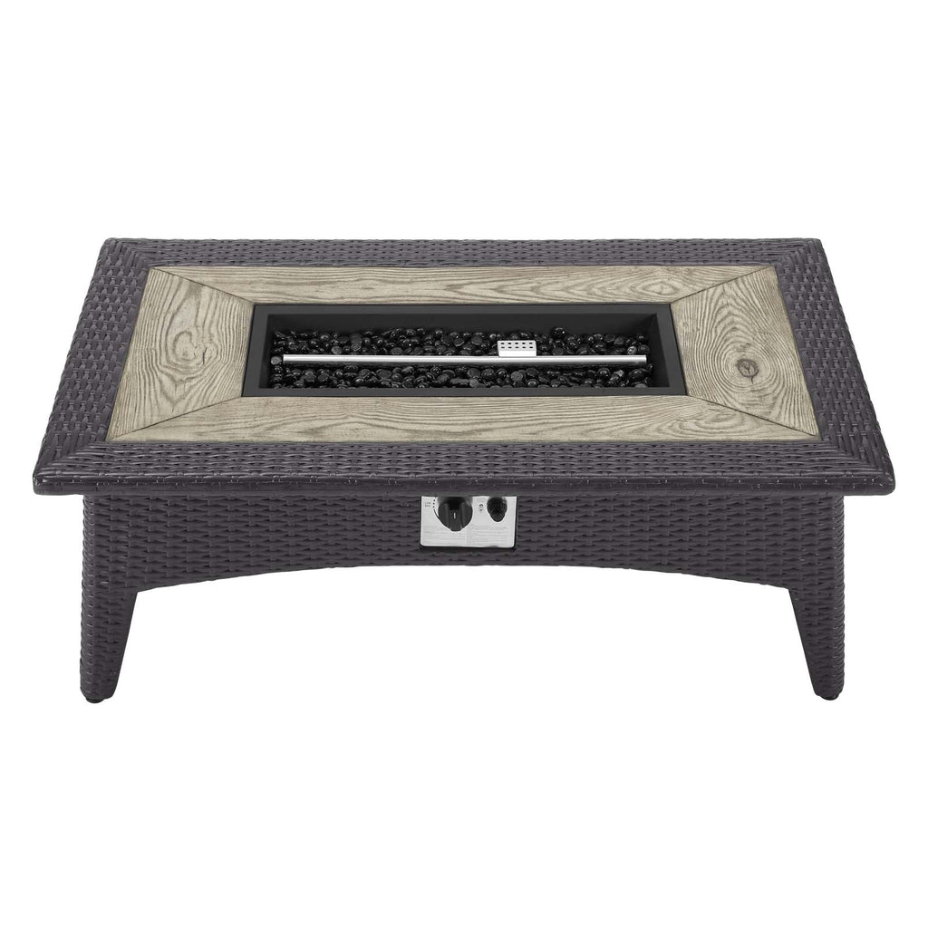 Splendor 43.5" Rectangle Outdoor Patio Fire Pit Table by Modway