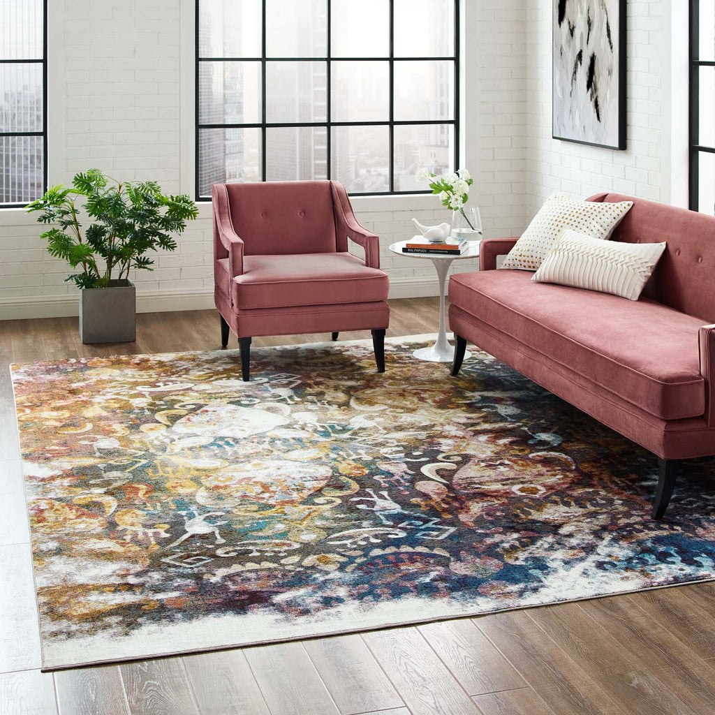 Success Jayla Transitional Distressed Vintage Floral Moroccan Trellis 8x10 Area Rug by Modway