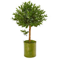 3' Olive Topiary Artificial Tree in Green Planter UV Resistant