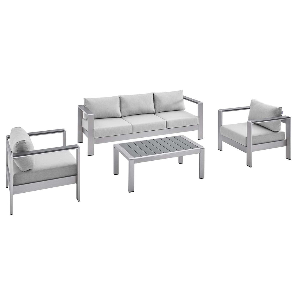 Shore 4 Piece Sunbrella¨ Fabric Outdoor Patio Aluminum Set by Modway