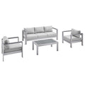 Shore 4 Piece Sunbrella¨ Fabric Outdoor Patio Aluminum Set by Modway