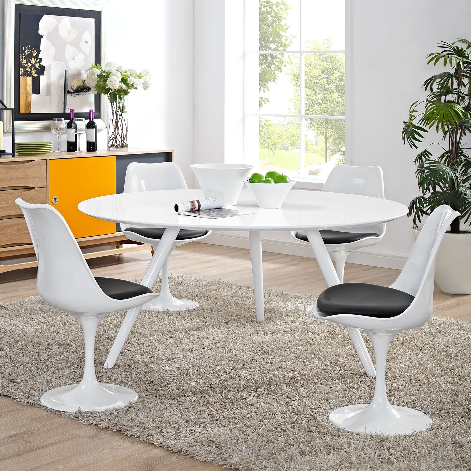 Lippa 60" Round Wood Dining Table with Tripod Base by Modway