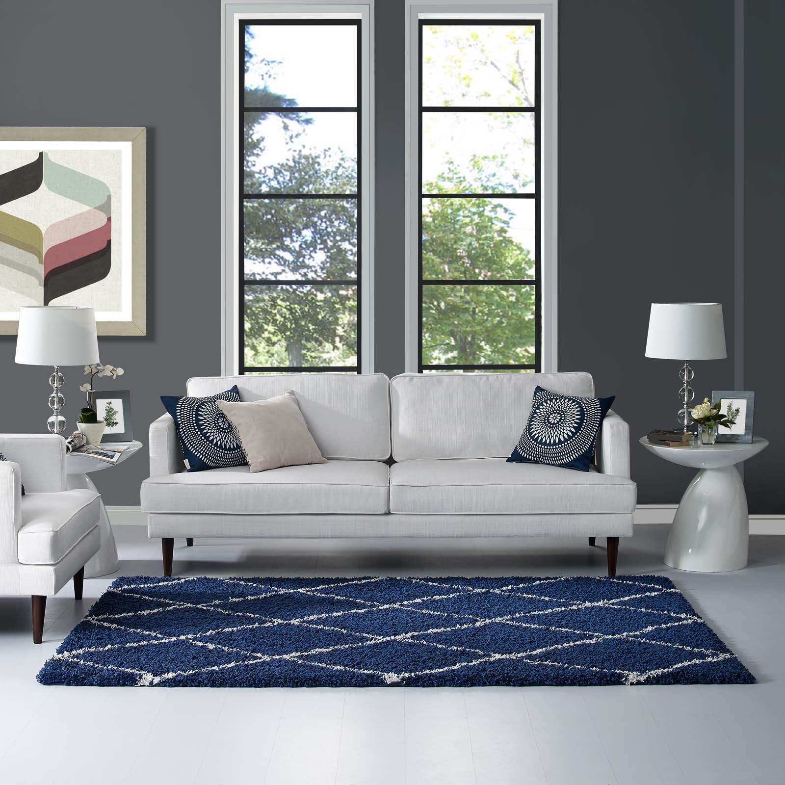 Toryn Diamond Lattice 5x8 Shag Area Rug by Modway