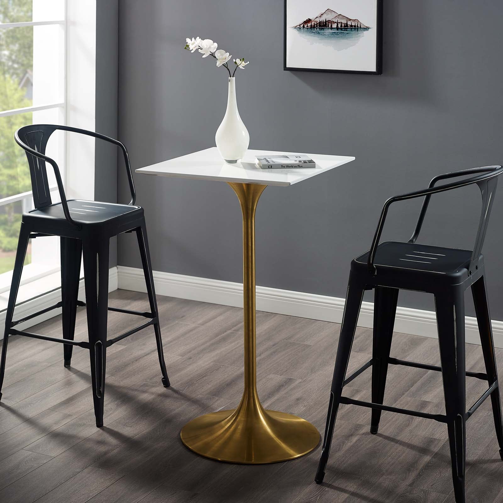 Lippa 28" Square Wood Bar Table by Modway