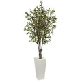 6' Olive Artificial Tree in White Tower Planter