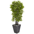 61"  Bamboo Artificial Tree with Black Trunks in Slate Planter UV Resistant
