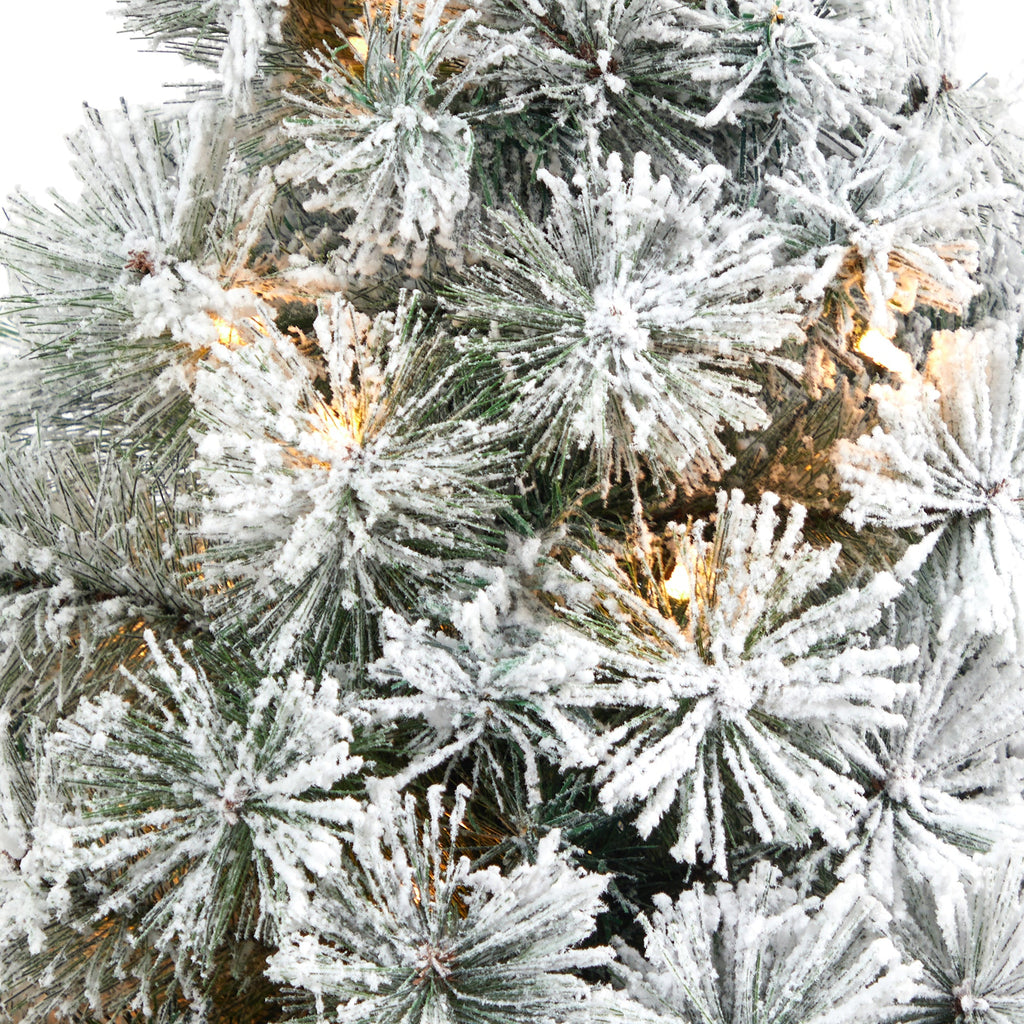 44' Flocked Oregon Pine Artificial Christmas Tree w/ 50 Clear Lights