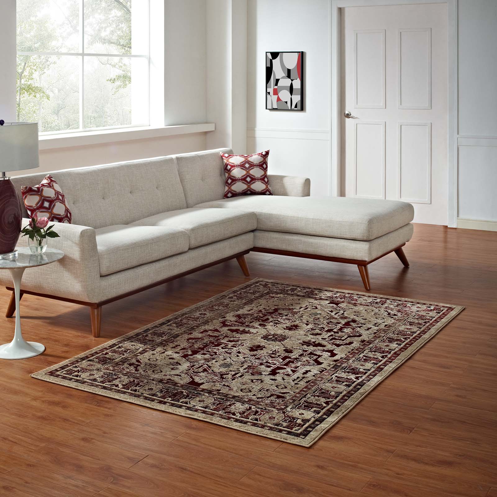 Grania Ornate Vintage Floral Turkish 8x10 Area Rug by Modway