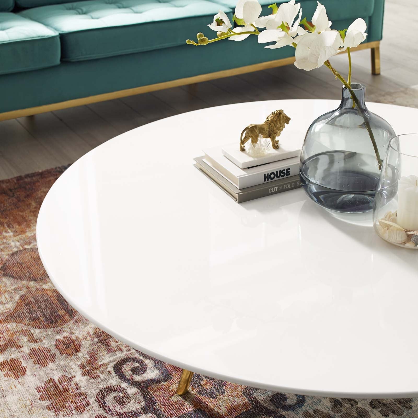 Lippa 48" Round Wood Coffee Table with Tripod Base by Modway