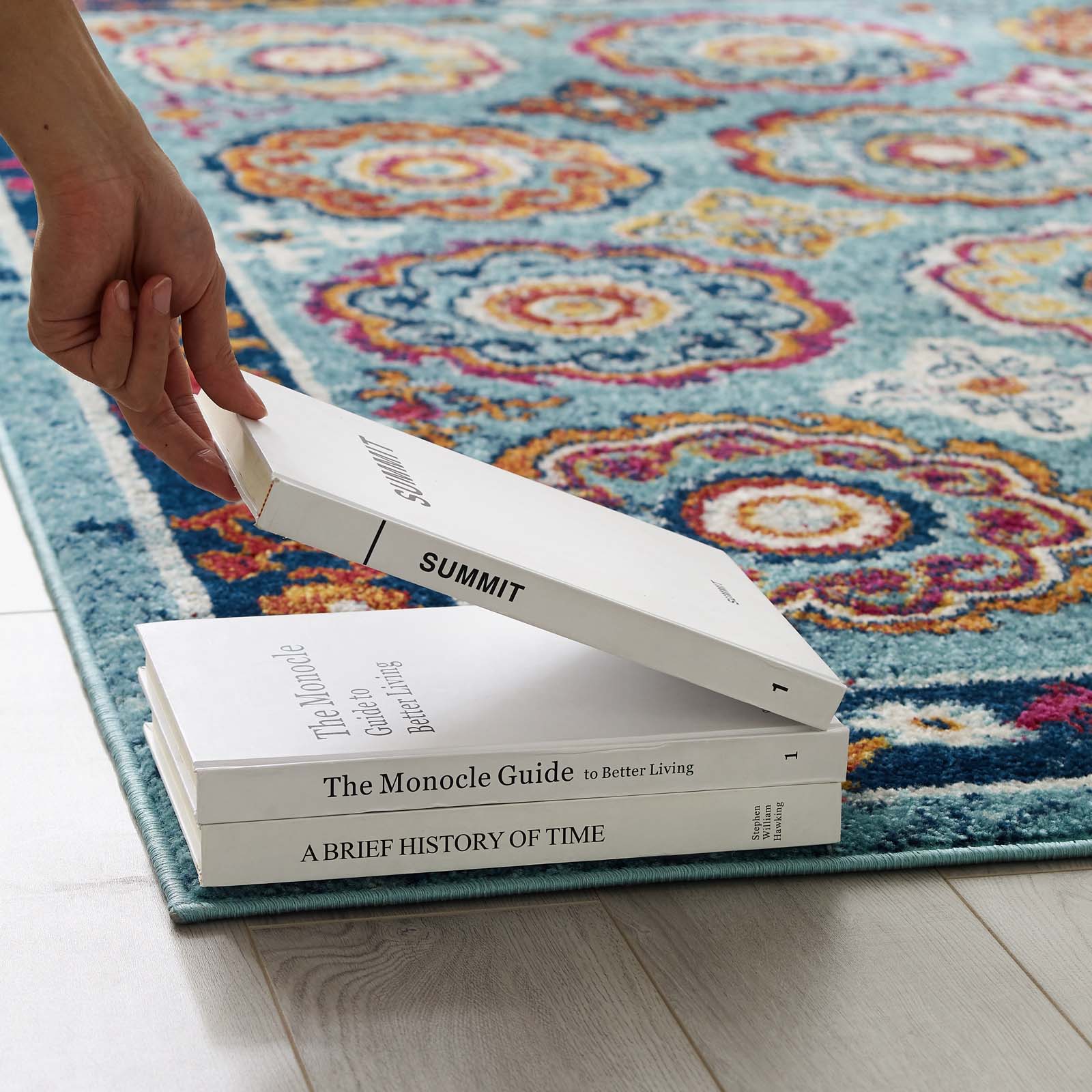 Entourage Odile Distressed Floral Moroccan Trellis 8x10 Area Rug by Modway