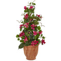 25"  Bougainvillea Artificial Climbing Plant in Terra Cotta Planter