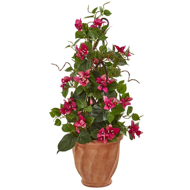 25"  Bougainvillea Artificial Climbing Plant in Terra Cotta Planter