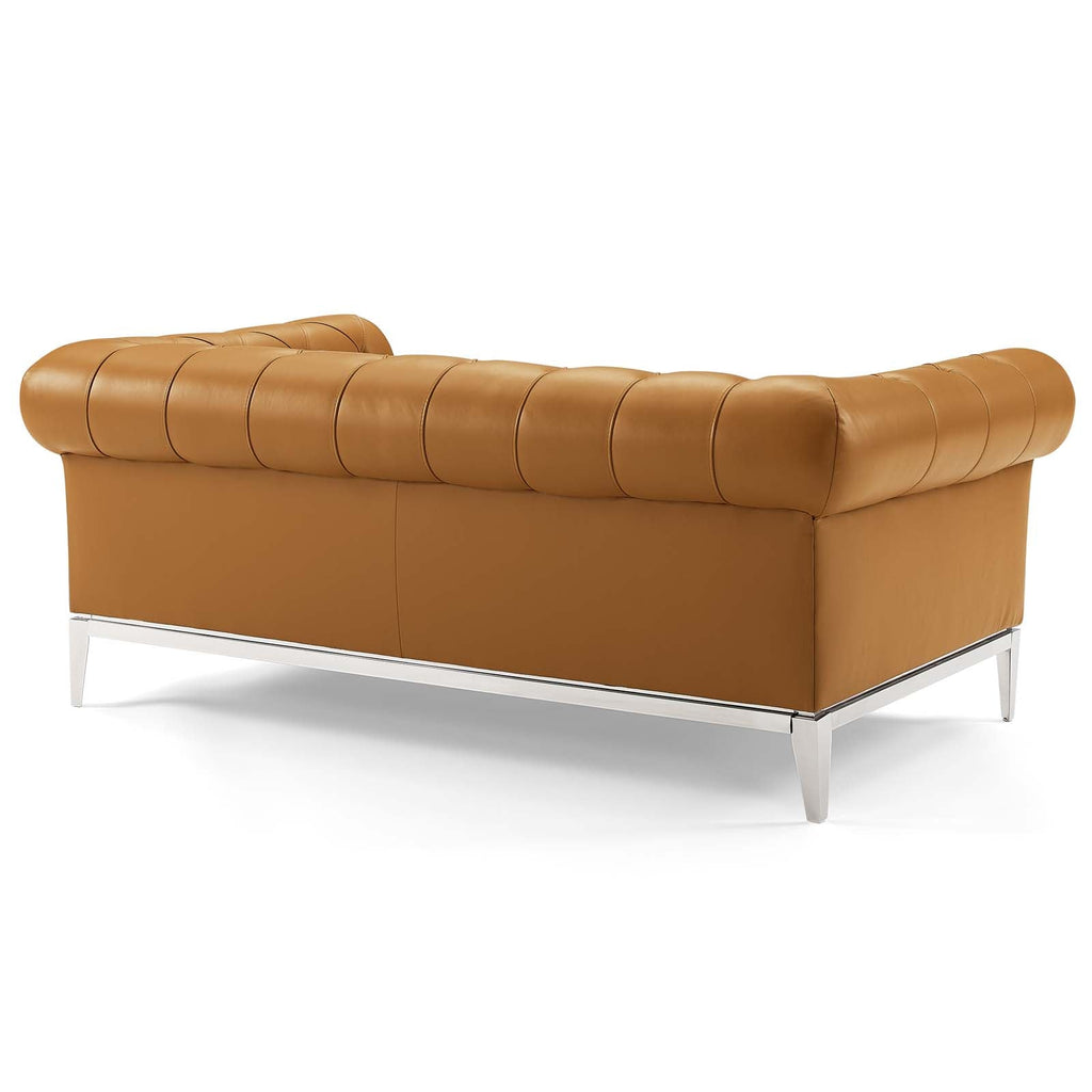 Idyll Tufted Upholstered Leather Loveseat and Armc