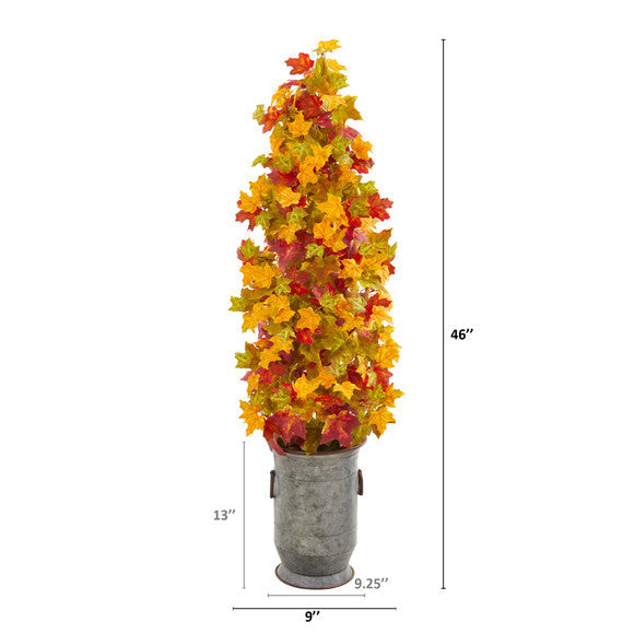 46" Autumn Maple Artificial Tree in Vintage Metal Planter