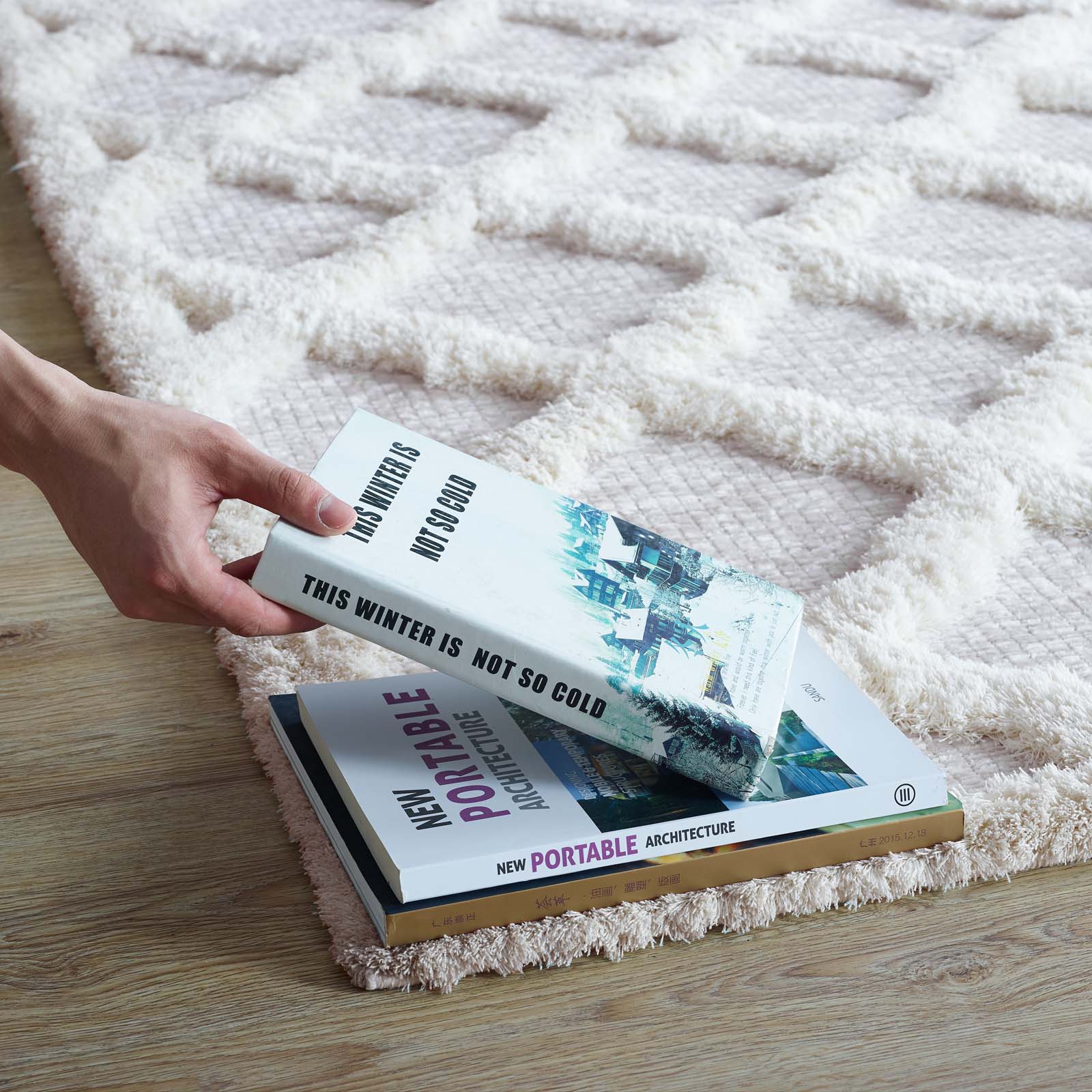 Whimsical Regale Abstract Moroccan Trellis Shag 5x8 Area Rug by Modway