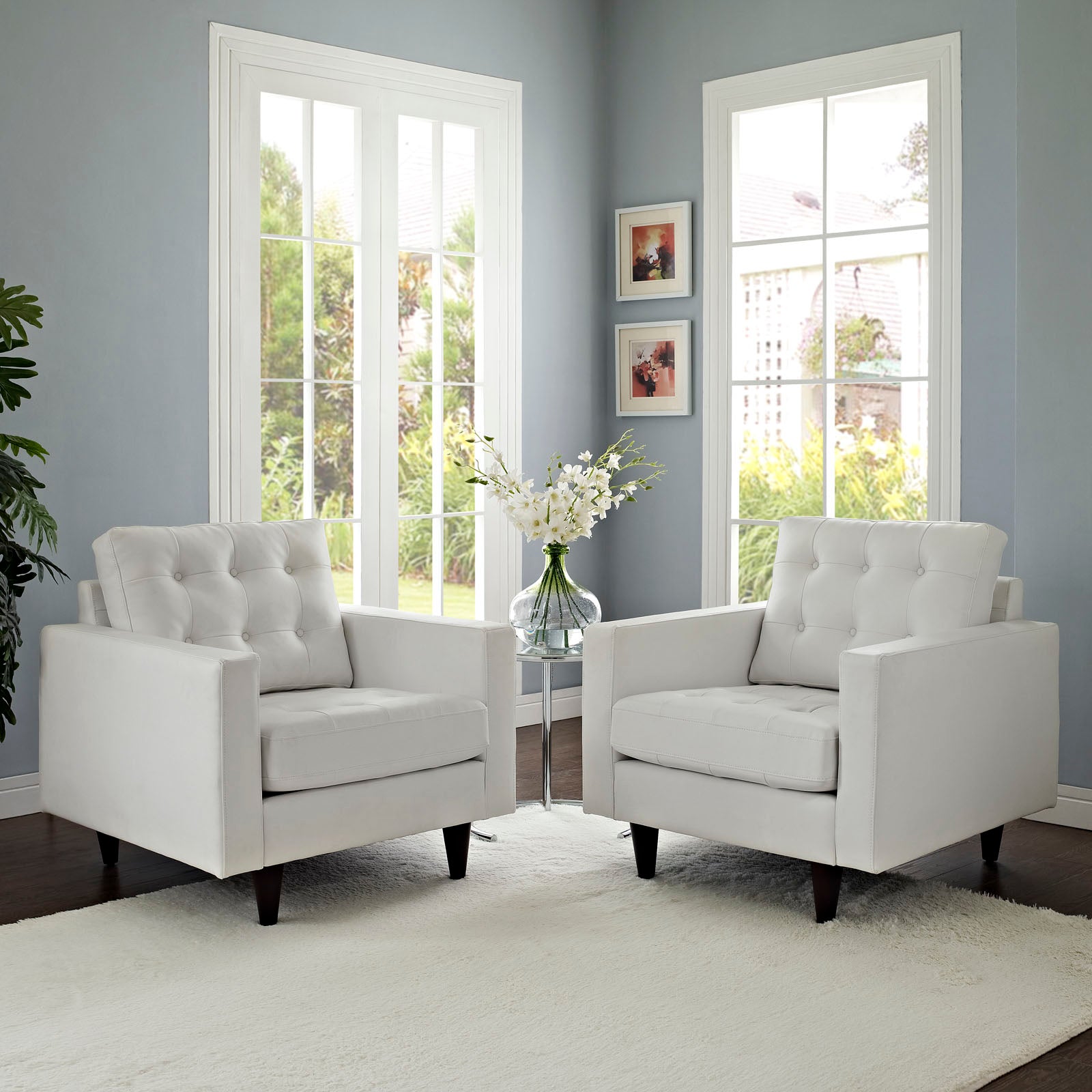 Empress Leather Armchair Set of 2 by Modway