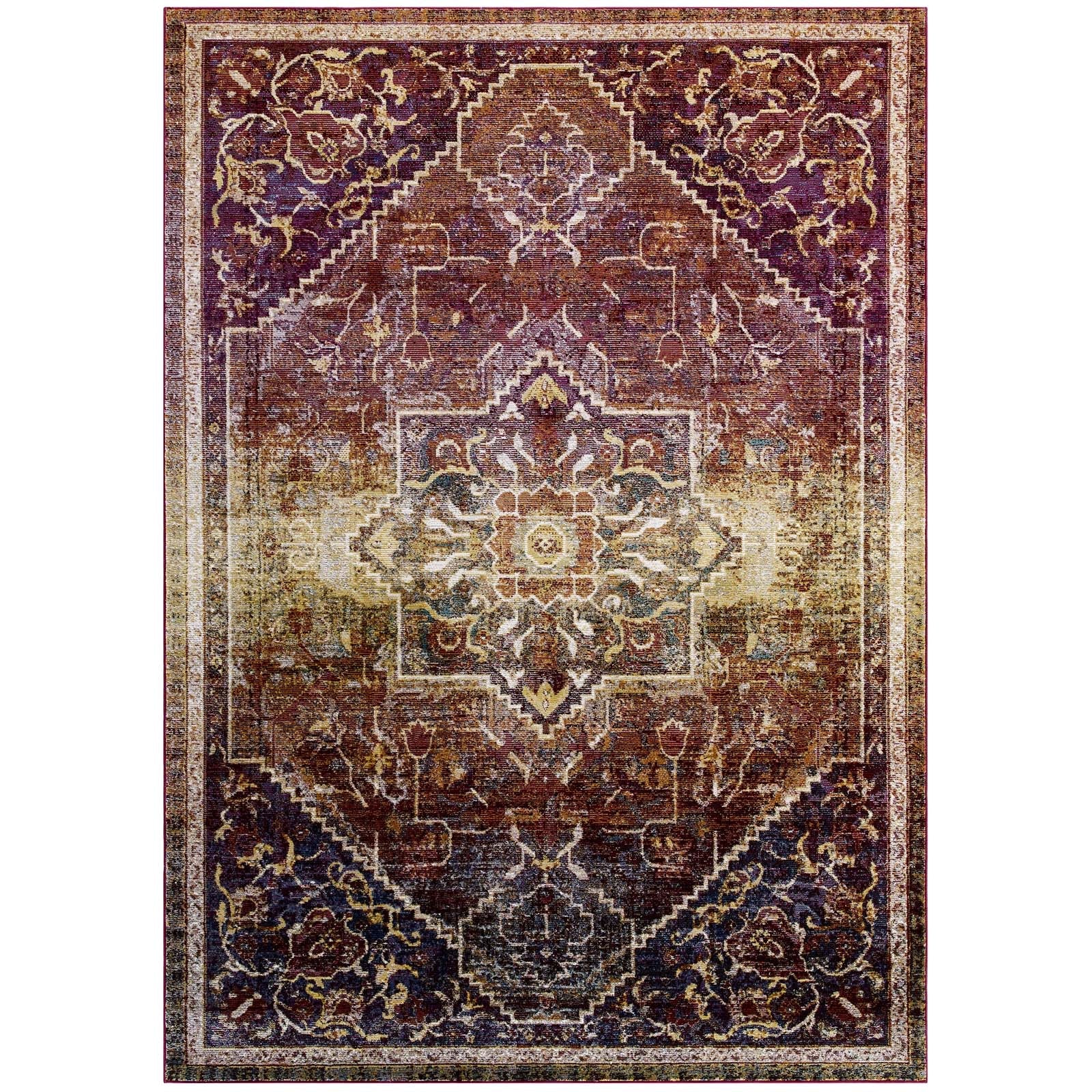 Success Kaede Transitional Distressed Vintage Floral Vintage Medallion 5x8 Area Rug by Modway