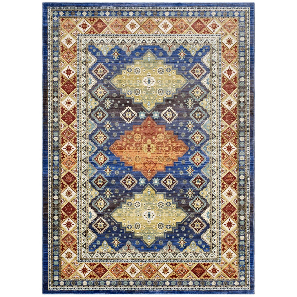 Atzi Distressed Southwestern Diamond Floral 5x8 Area Rug by Modway