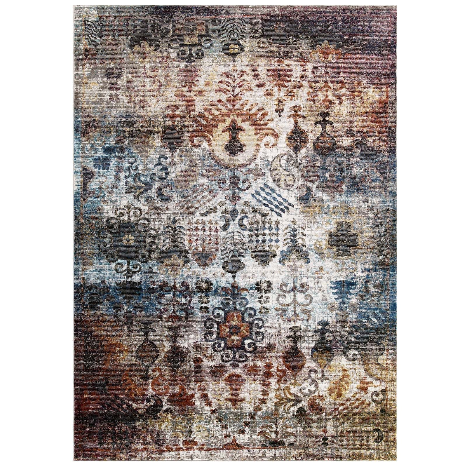Success Tahira Transitional Distressed Vintage Floral Moroccan Trellis 5x8 Area Rug by Modway