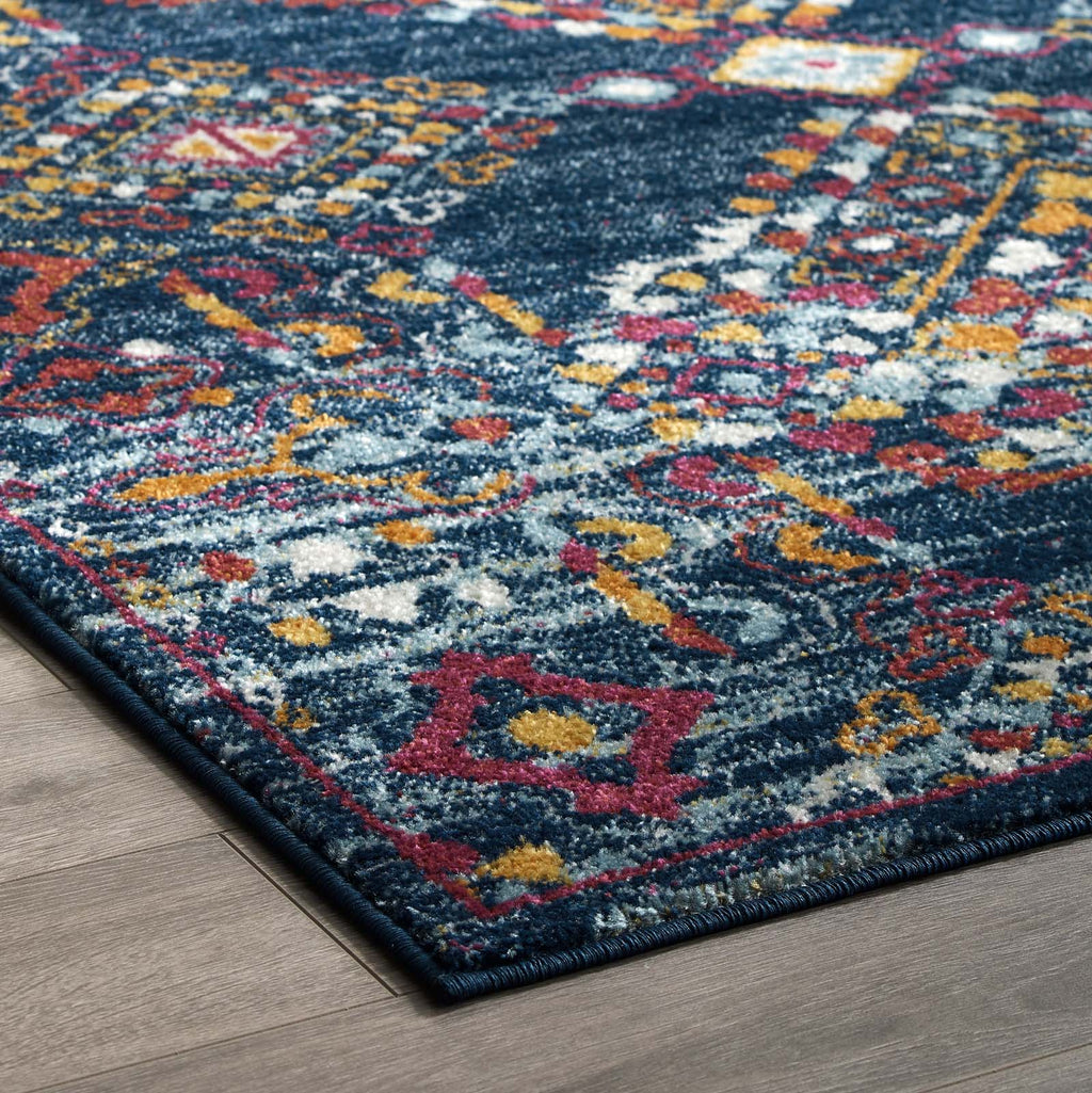 Entourage Khalida Distressed Vintage Floral Lattice 5x8 Area Rug by Modway