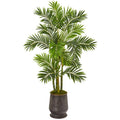 63"  Areca Palm Artificial Tree in Ribbed Metal Planter