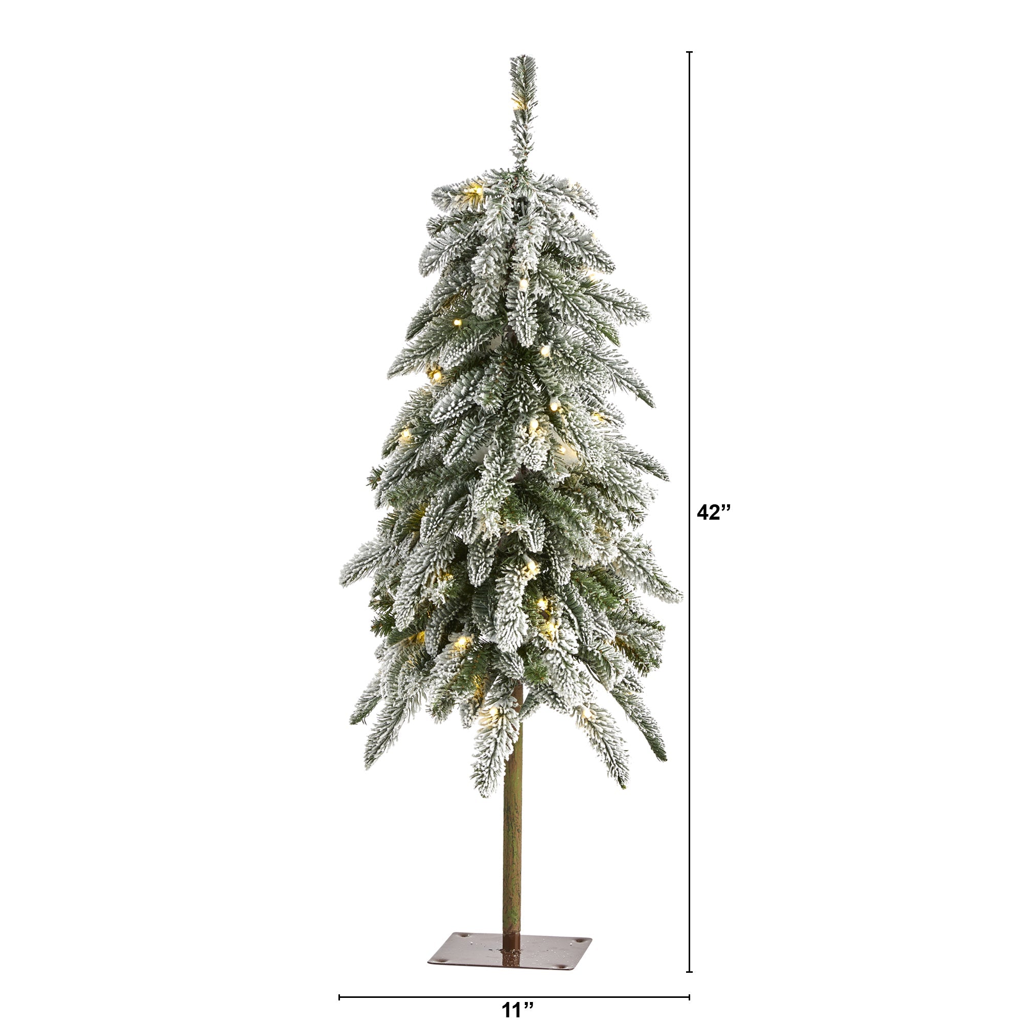 3.5' Flocked Washington Alpine Christmas Tree with 50 White Warm LED lights