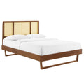 Kelsea Cane and Wood Queen Platform Bed With Angular Legs by Modway